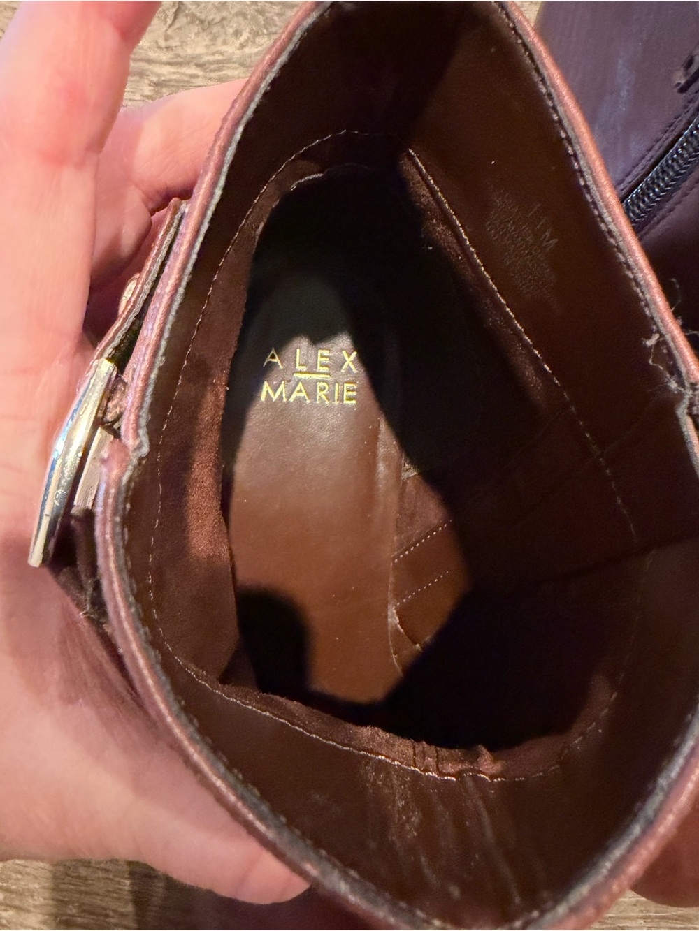 Alex Marie Burgundy Ankle Booties with Studded Strap - Picture 5 of 7